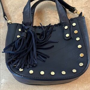 Women's navy Studded Tassel Crossbody Bag
